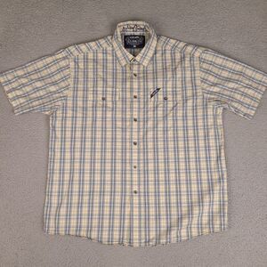 Ecko‎ Unltd Shirt Mens XXL Blue Yellow Plaid Western Actual Factual Button Down